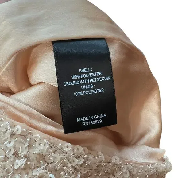 Michael Costello x Revolve Valerie Dress Mini Long Sleeve Sequin Ivory Medium - Picture 14 of 15